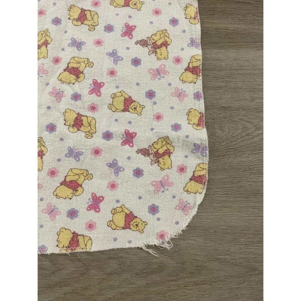 Vintage Disney Winnie the Pooh Baby Blanket Floral Butterfly Cotton 90s Nursery